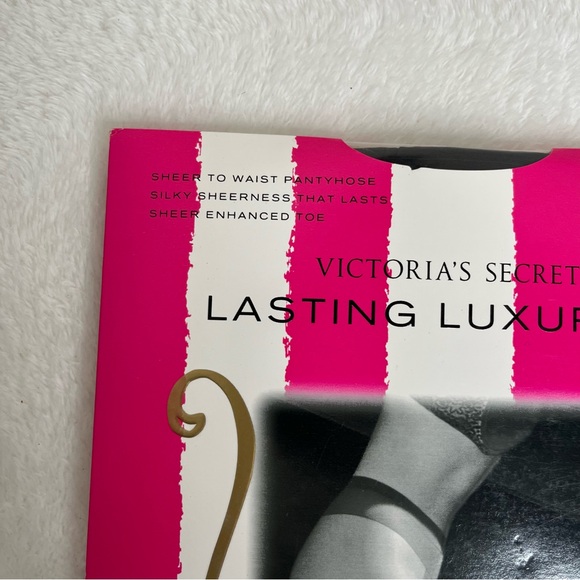 Vintage Victoria Secret Pantyhose Lasting Luxuries Jet Black NEW Size Medium - Picture 2 of 4